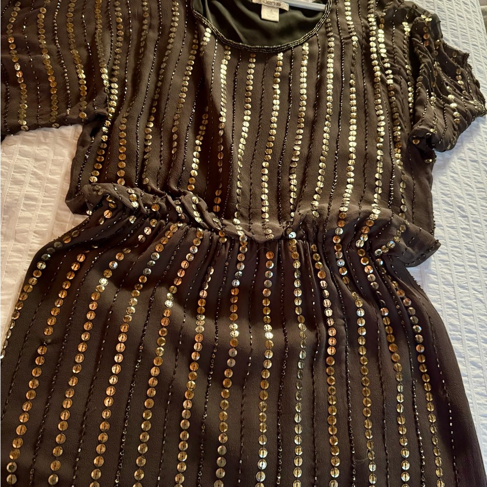Black and Gold Sequin Dress